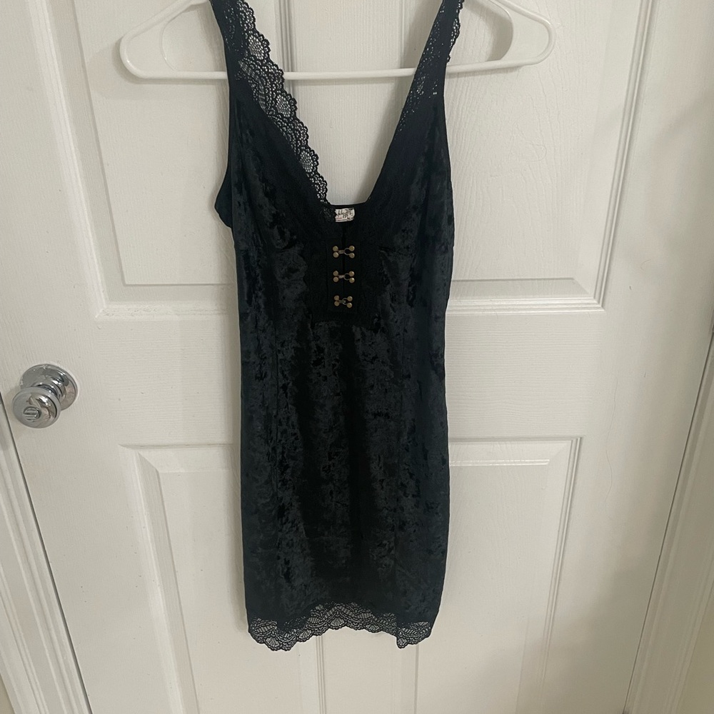 Free People Black Velvet Mini Dress